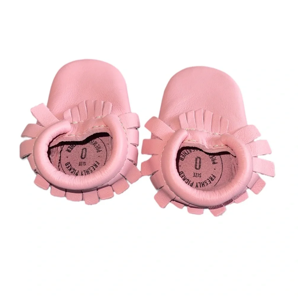 Freshly Picked Rose Pink Soft Sole Leather Moccasins Newborn Shoes